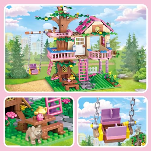 HSANHE Tree House Building Set Compatible with Friends, 504 PCS Forest House Building Kit Birthday Gift for Kids Girls Boys Age 6-12 Years（7652） - Image 2