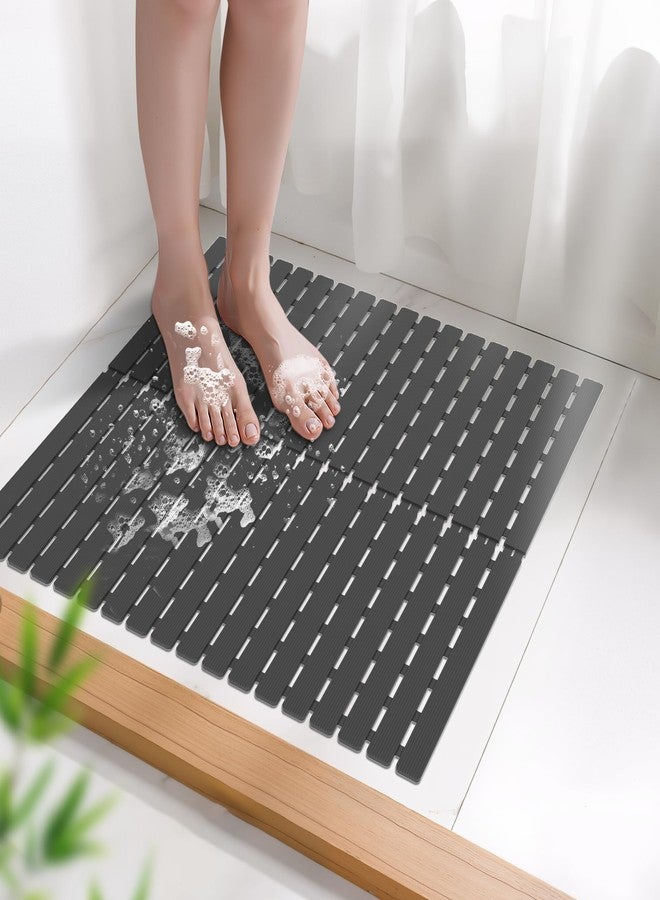 MBOSS Square Shower Mat for Inside Bathroom, Non Slip Bathtub Mat, 24 X 24 Inch Non Slip Shower Mat for Tub & Shower, Bathroom Essentials Safe, Easy to DIY Cut, Eco-Friendly Materials - Image 1