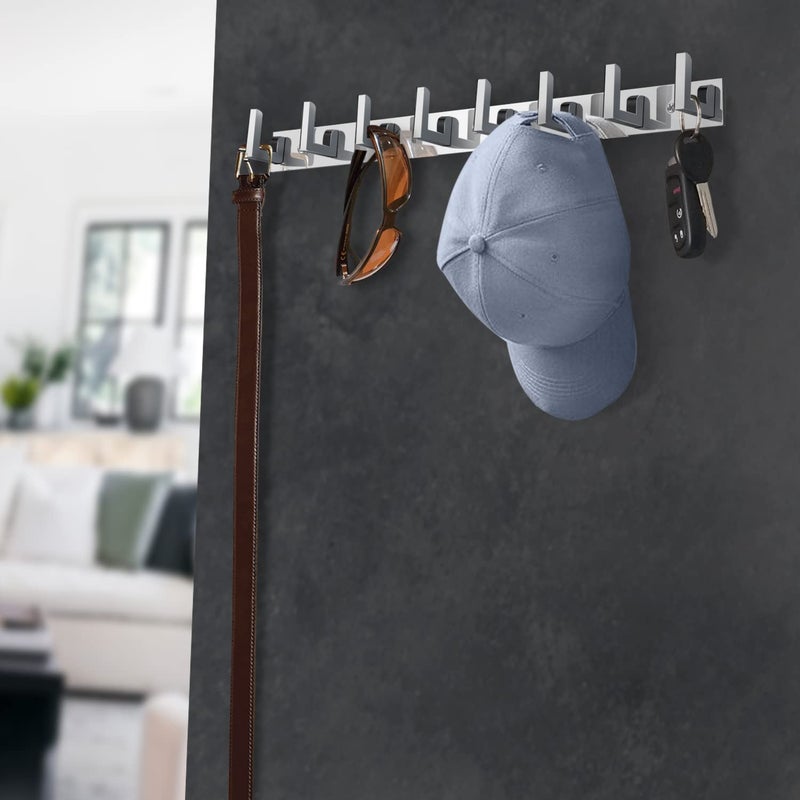 Plantex Aluminum Hook Rail with L-Shape Hooks for Walls of Bathroom/Kitchen-Hook Rail Bar for Clothes/Towel/Keys-Pack of 2 (8 Hooks,Chrome) - Image 2