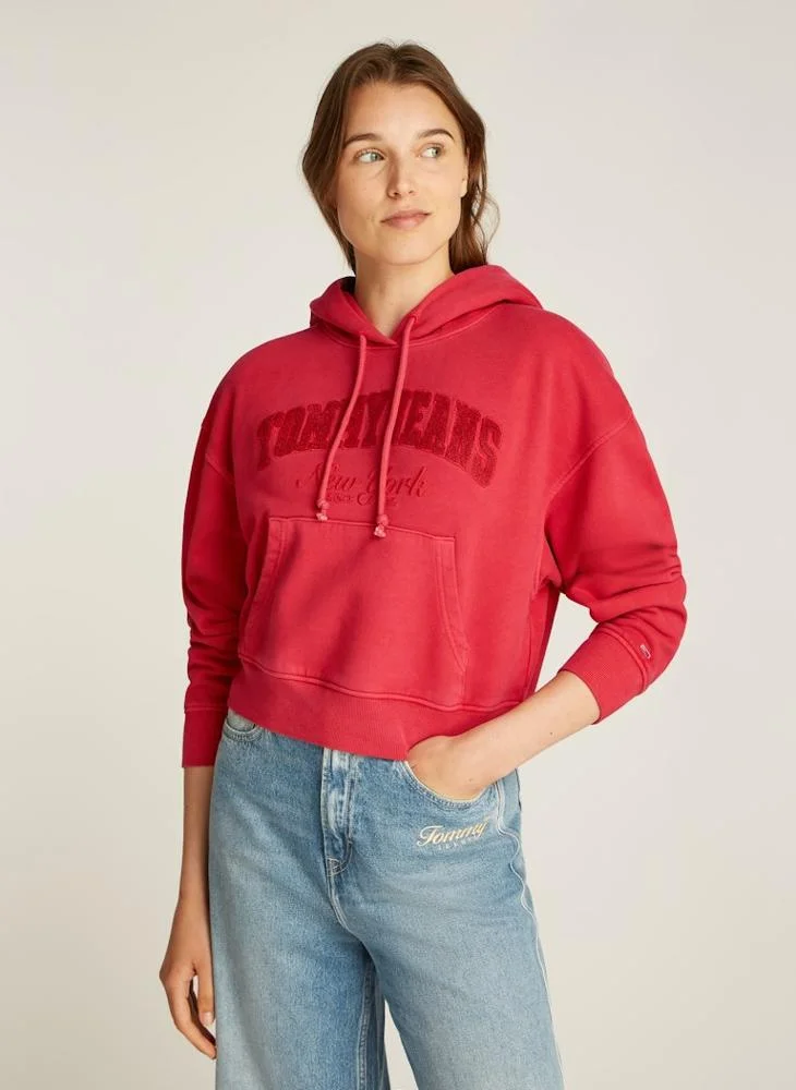 تومي جينز Logo Drawstring Hoodie