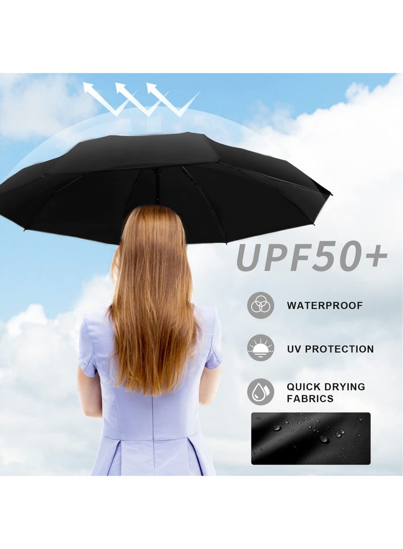 زيريفام مظلة صغيرة للسفر، مظلة صغيرة مدمجة قابلة للطي مع حقيبة، 6 أضلاع، مظلة محمولة خفيفة الوزن وخفيفة الوزن، مظلات فوق البنات والأشعة فوق البنفسجية بجيب للمطر والشمس للأطفال البنات الأولاد النساء (أسود) - Image 3