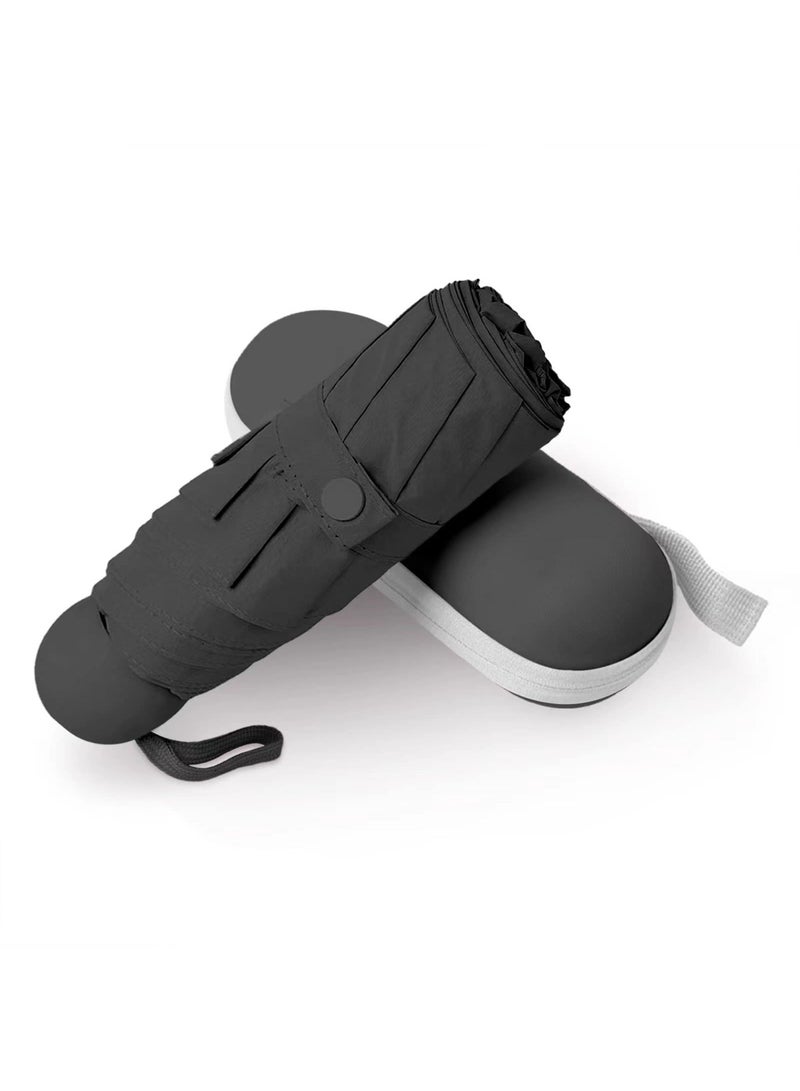 زيريفام مظلة صغيرة للسفر، مظلة صغيرة مدمجة قابلة للطي مع حقيبة، 6 أضلاع، مظلة محمولة خفيفة الوزن وخفيفة الوزن، مظلات فوق البنات والأشعة فوق البنفسجية بجيب للمطر والشمس للأطفال البنات الأولاد النساء (أسود) - Image 1