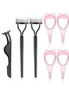 Patelai 7 Pieces Eyelash Mascara Tool Mascara Applicator Lash Guard Plasticeyelash Comb Separator Curler Tool Eyelash Tweezers Lash Extension For Women Girls (Black Pink)  - Image 1