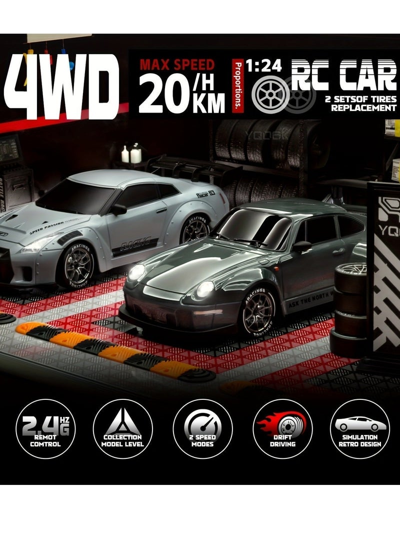HOBB 1:24 Scale RC Drifting Car – High-Speed Remote Control Vehicle with LED Lights, 2.4GHz Wireless Controller and Rechargeable Battery - Image 4