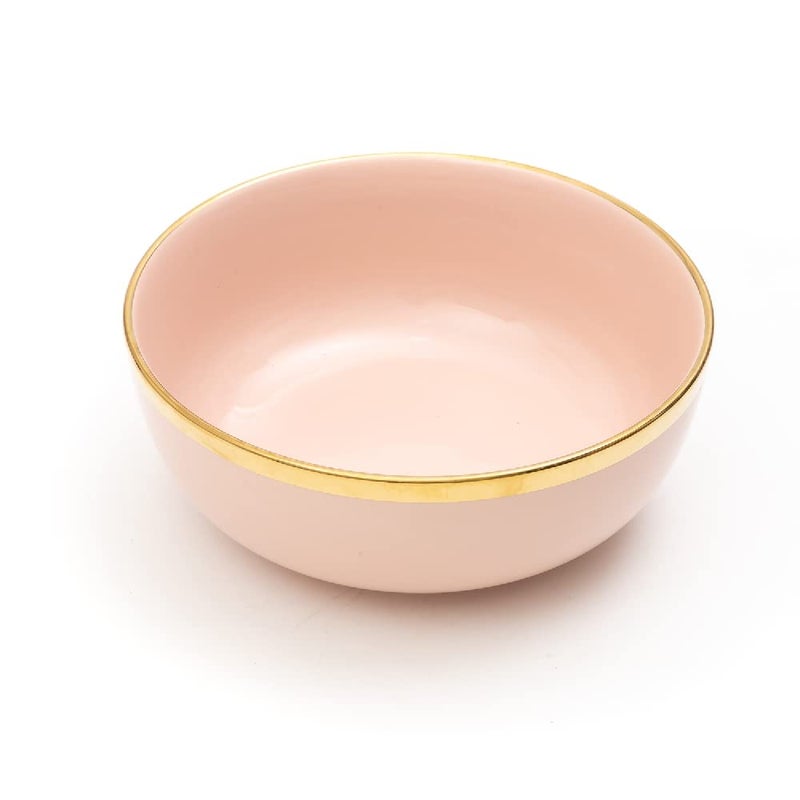 EZ Life EZ Life Urbane Select Class Series Bowl Pack of 27 Inch Dinner Bowl 1100 ml Glossy Lotus Pink with Gold Lining Matte Finish Ceramic Serving Bowls Kitchenware  - Image 1