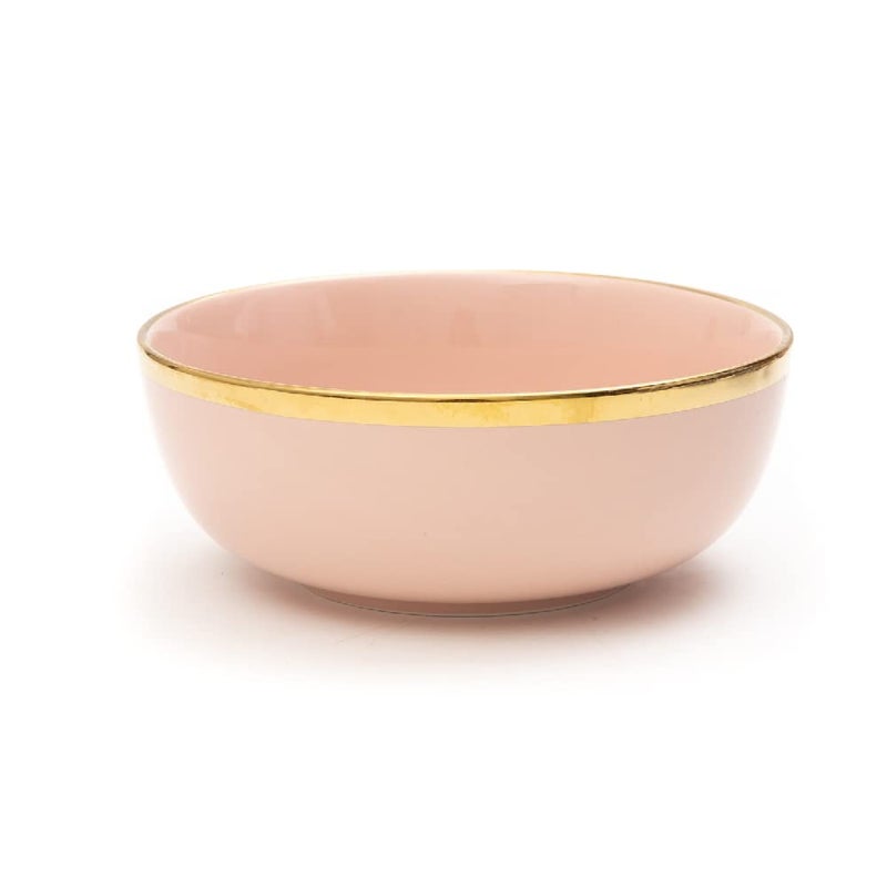EZ Life EZ Life Urbane Select Class Series Bowl Pack of 27 Inch Dinner Bowl 1100 ml Glossy Lotus Pink with Gold Lining Matte Finish Ceramic Serving Bowls Kitchenware  - Image 3