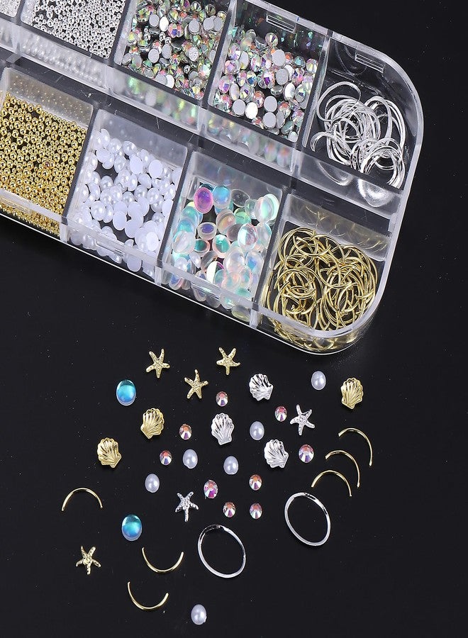 SWEET TREND Summer Abalone Shell Nail Charms - 2 Boxes Holographic Irregular Pearl Shell Nail Flake Seashell Starfish Ocean Beach Alloy Nail Art Decoration Set DIY Creative Summer Manicure Salon Accessories - Image 5