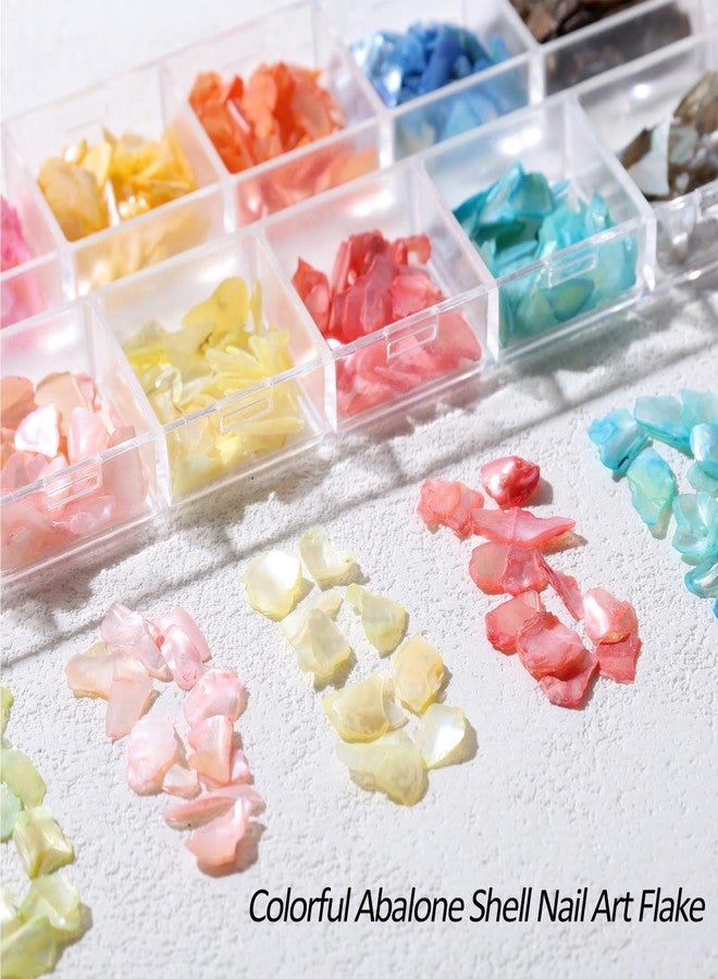 SWEET TREND Summer Abalone Shell Nail Charms - 2 Boxes Holographic Irregular Pearl Shell Nail Flake Seashell Starfish Ocean Beach Alloy Nail Art Decoration Set DIY Creative Summer Manicure Salon Accessories - Image 4