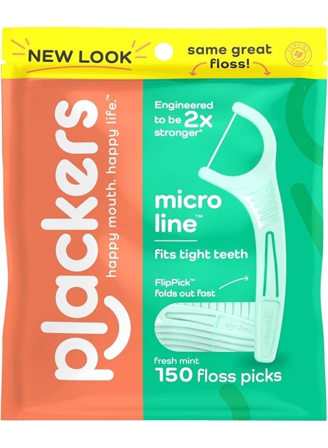بلاكرز خيط تنظيف الأسنان بنكهة النعناع الطازج من بلاكرز، خيط مايكرو، عود أسنان قابل للطي، سوبر تافلوس، سهل التخزين مع إغلاق محكم بسوستة، 150 قطعة - Image 1