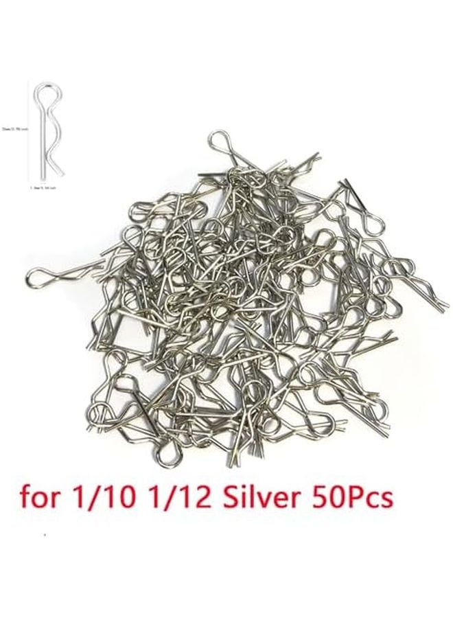 مشابك ودبابيس هيكل سيارة RC فضية 50 قطعة، مثبتات لطرازات Traxxas SCX10 بمقاييس 1/5 و1/8 و1/10 - Image 3