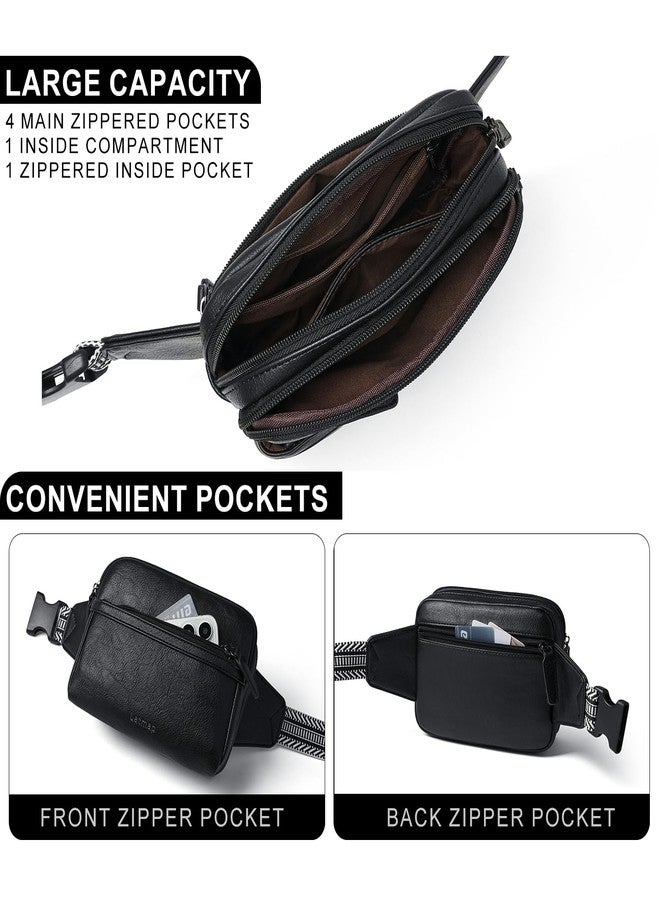 LATMAP 3L Fanny Packs Belt Bag for Women Small Everywhere Crossbody Bag Waist Packs Faux Leather Sling Chest Travel Purse, 1-Black, 8.3 x 3.5 x 6.3 inches - Image 5