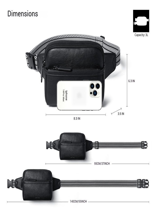 LATMAP 3L Fanny Packs Belt Bag for Women Small Everywhere Crossbody Bag Waist Packs Faux Leather Sling Chest Travel Purse, 1-Black, 8.3 x 3.5 x 6.3 inches - Image 4