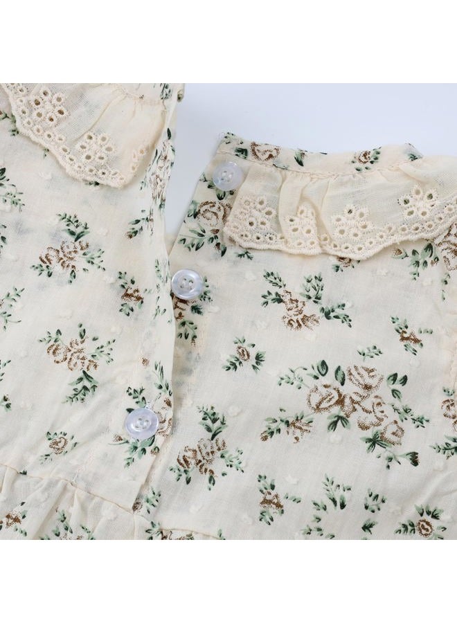 HOOLCHEAN Baby Girls Summer Thin Fabric Small Floral Lace Collar Romper with Bonnet, 66: 3-6 Months - Image 4