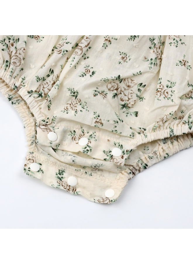HOOLCHEAN Baby Girls Summer Thin Fabric Small Floral Lace Collar Romper with Bonnet, 66: 3-6 Months - Image 5