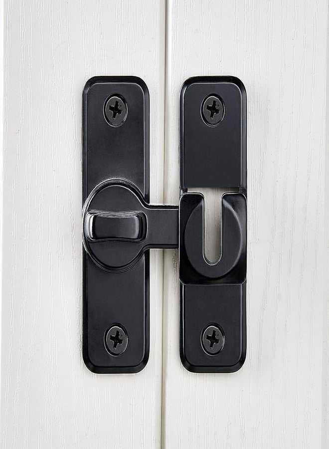 INIRET Black Enhanced Security Flip Latch Lock - Heavy-Duty 90/180 Degree Sliding and Swing Door Latch for Barns, Gates, and More - Image 5