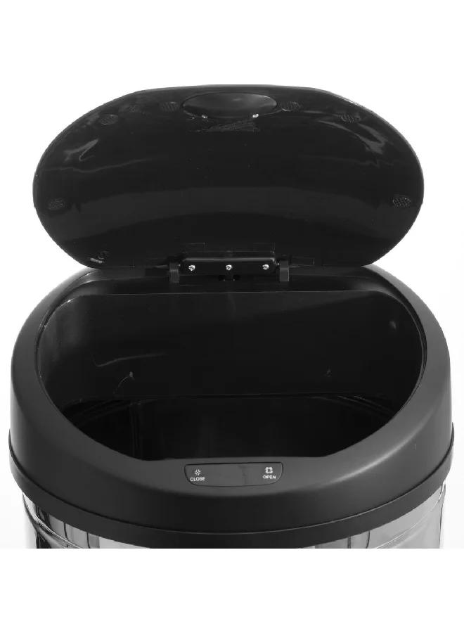 Five Simply Smart Automatic Open and Closing Round Sensor Trash Bin Silver and Black 57 L 186225