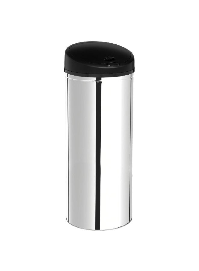 Five Simply Smart Automatic Open and Closing Round Sensor Trash Bin Silver and Black 57 L 186225 - Image 1