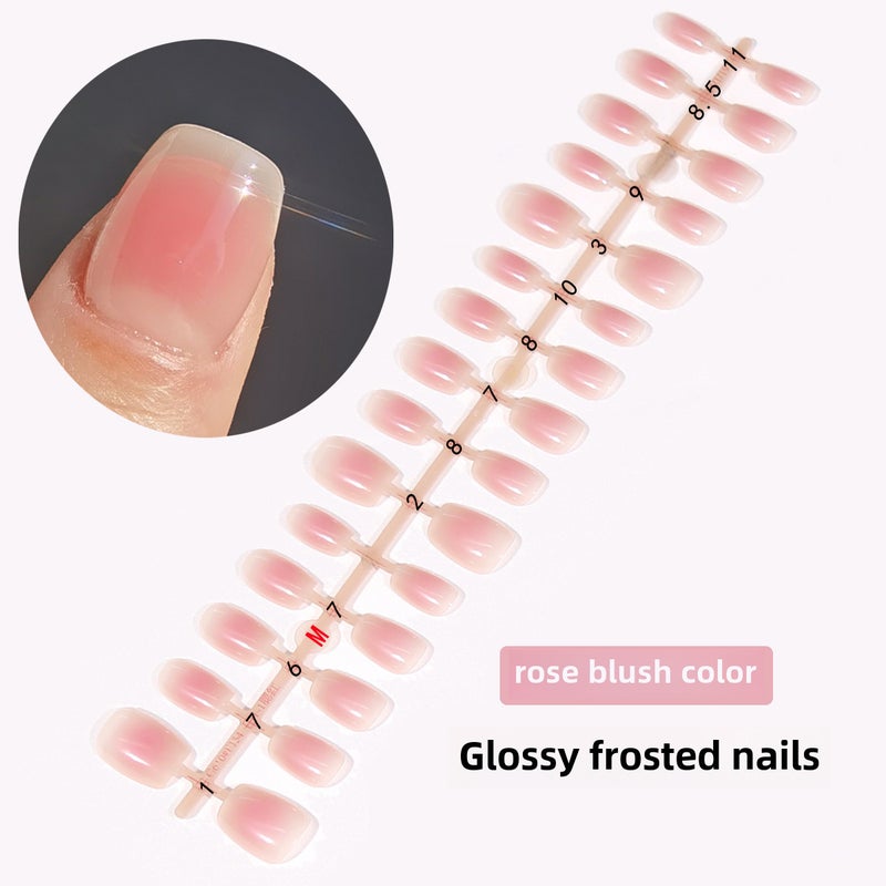 Generic Gradient Press-On Nails Blush Short Long Rose blush 