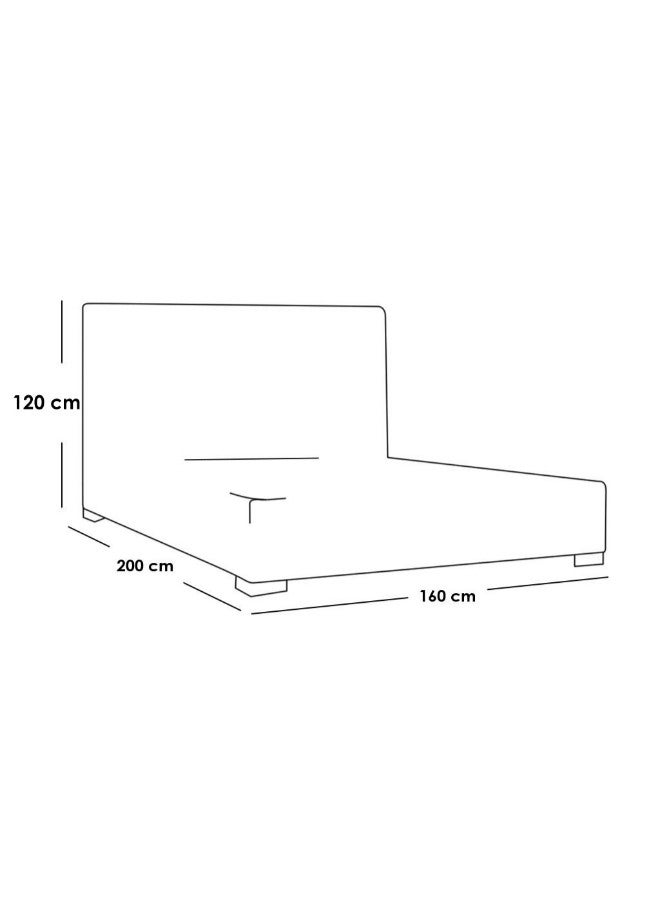 Al Home King Bed SizeWood  200x160x120 cm - Grey - Image 2