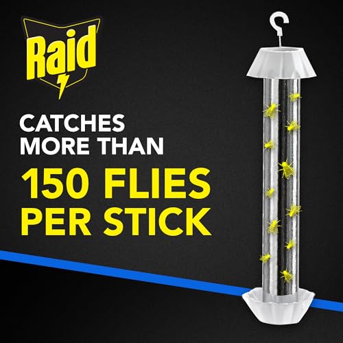 RAID عصا مكافحة الذباب من Raid لفخ الحشرات الطائرة للاستخدام الداخلي/الخارجي، عبوتان، أكثر من 150 حشرة لكل عصا، فخ لاصق للذباب، البعوض والعث، يدوم حتى 3 أشهر، مناسب للناس والحيوانات الأليفة، يمكن تعليقه أو وضعه - Image 5