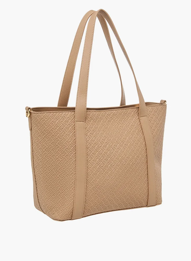Flora Bella By Shoexpress Women's Monogram Embossed Tote Bag with Detachable Strap
