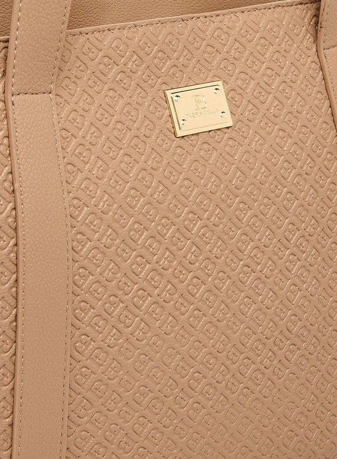 Flora Bella By Shoexpress Women's Monogram Embossed Tote Bag with Detachable Strap
