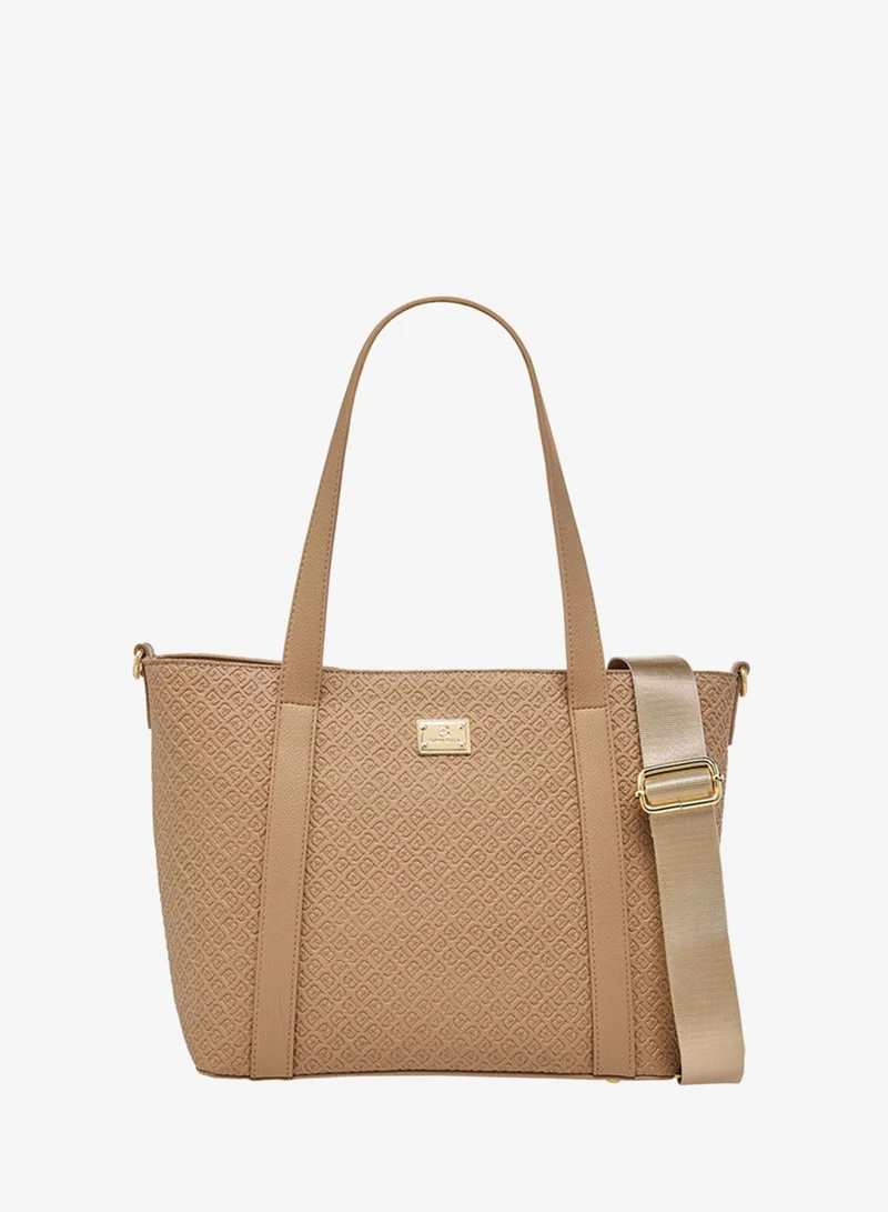 Women's Monogram Embossed Tote Bag with Detachable Strap