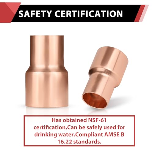 EFIELD Pack of 10 EFIELD 34 X 12 Copper Coupling Reducer Cx C Sweat Connection LF Copper Plumbing Fittings34X12COPPER035 - Image 3