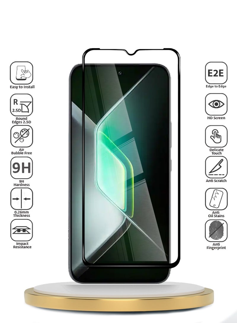 Wtech Infinix GT 30 Pro 5G 2025 Premium E2E Series Full Glue Full Cover Tempered Glass Screen Protector (MSGECN) - Clear/Black - Image 2
