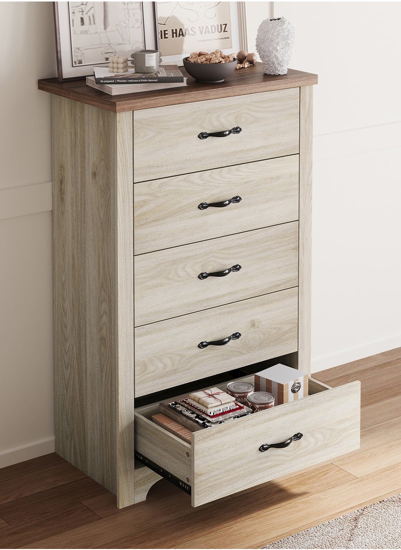 LINSY HOME - LINSY HOME -  Wood Dresser Chest, closet Cabinet With 5 Drawers , Dressers Organizer for Bed Room Living Room, Closet, Nursery,Beige  Color, size 67.7L*39.8W*108.4H cm - Image 1