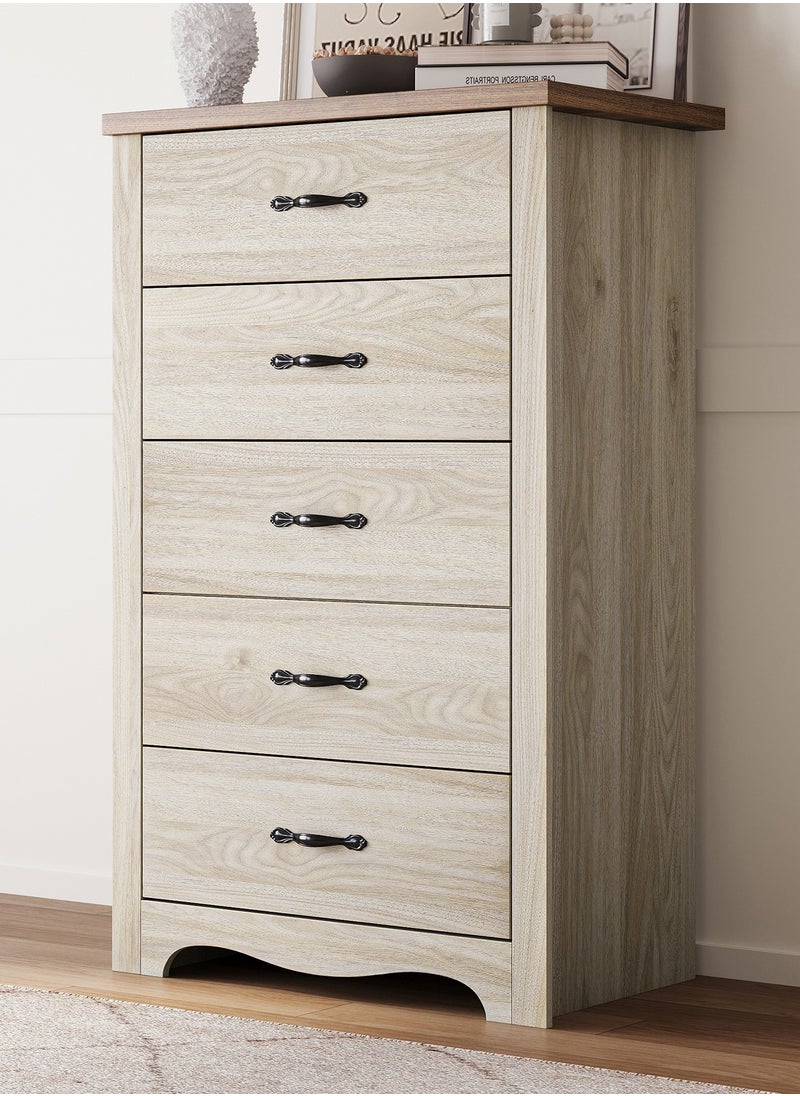 LINSY HOME - LINSY HOME -  Wood Dresser Chest, closet Cabinet With 5 Drawers , Dressers Organizer for Bed Room Living Room, Closet, Nursery,Beige  Color, size 67.7L*39.8W*108.4H cm - Image 1
