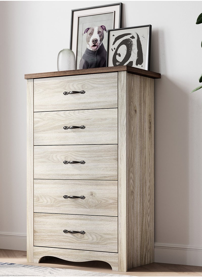 LINSY HOME - LINSY HOME -  Wood Dresser Chest, closet Cabinet With 5 Drawers , Dressers Organizer for Bed Room Living Room, Closet, Nursery,Beige  Color, size 67.7L*39.8W*108.4H cm - Image 1