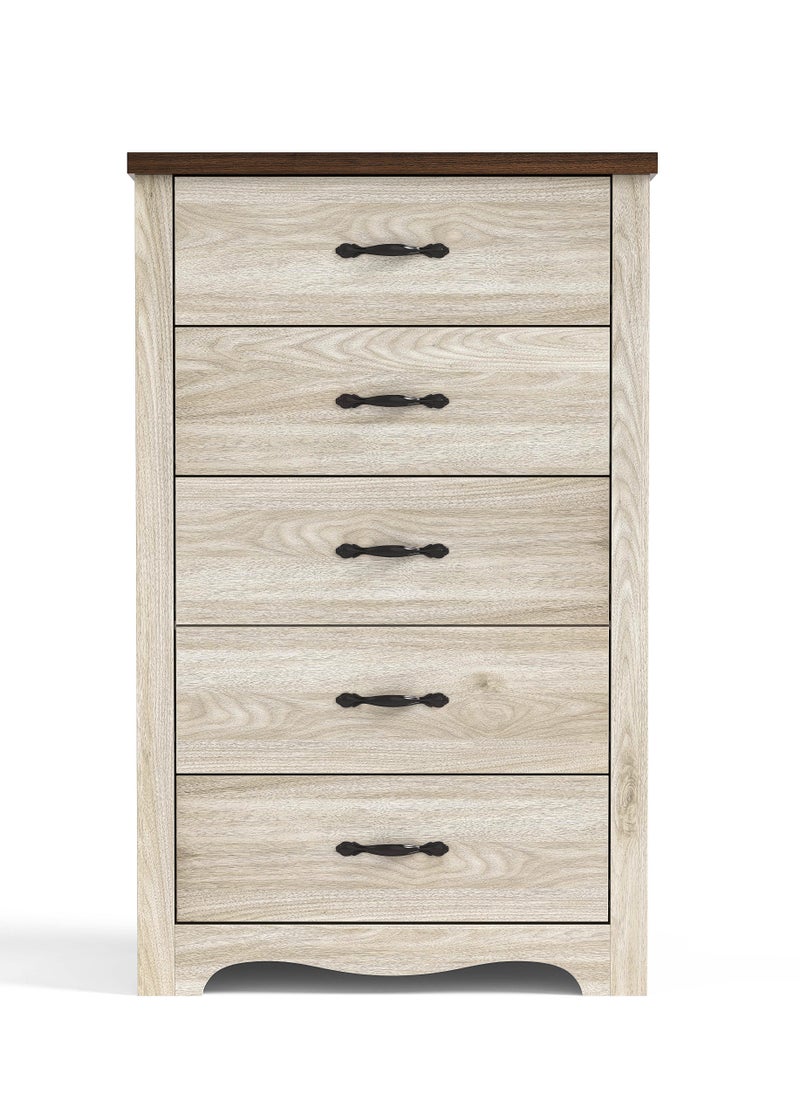LINSY HOME - LINSY HOME -  Wood Dresser Chest, closet Cabinet With 5 Drawers , Dressers Organizer for Bed Room Living Room, Closet, Nursery,Beige  Color, size 67.7L*39.8W*108.4H cm - Image 1