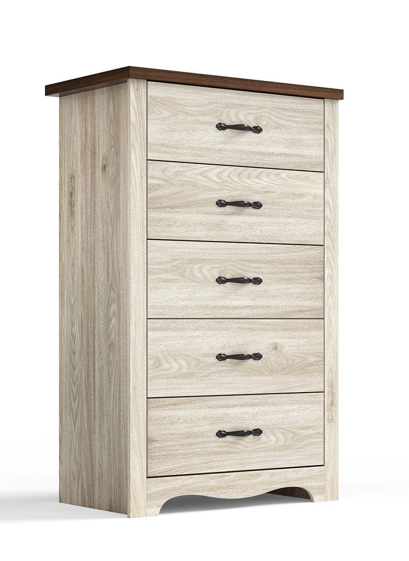 LINSY HOME - LINSY HOME -  Wood Dresser Chest, closet Cabinet With 5 Drawers , Dressers Organizer for Bed Room Living Room, Closet, Nursery,Beige  Color, size 67.7L*39.8W*108.4H cm - Image 1