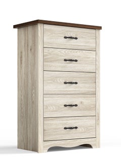 LINSY HOME LINSY HOME -  Wood Dresser Chest, closet Cabinet With 5 Drawers , Dressers Organizer for Bed Room Living Room, Closet, Nursery,Beige  Color, size 67.7L*39.8W*108.4H cm  - Image 5
