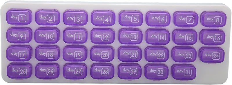 klarako Monthly Pill Organizer, 4 Weeks Pill Case Moisture-Proof, 31 Day 4 Week Pill Cases Small Compartments to Hold Vitamin and Travel Medicine Organizer Once a Day - Image 1