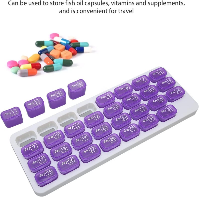 klarako Monthly Pill Organizer, 4 Weeks Pill Case Moisture-Proof, 31 Day 4 Week Pill Cases Small Compartments to Hold Vitamin and Travel Medicine Organizer Once a Day - Image 4
