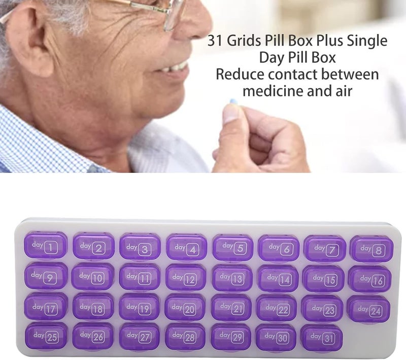 klarako Monthly Pill Organizer, 4 Weeks Pill Case Moisture-Proof, 31 Day 4 Week Pill Cases Small Compartments to Hold Vitamin and Travel Medicine Organizer Once a Day - Image 2