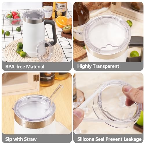 LUVCOSY 2PCs Replacement Cup Lids for Stanley 24oz Stay-Chill Beer Stein/Insulated Stainless Steel Party Mug, Transparent Drinking Cup Covers (Mug NOT Included) - Image 5