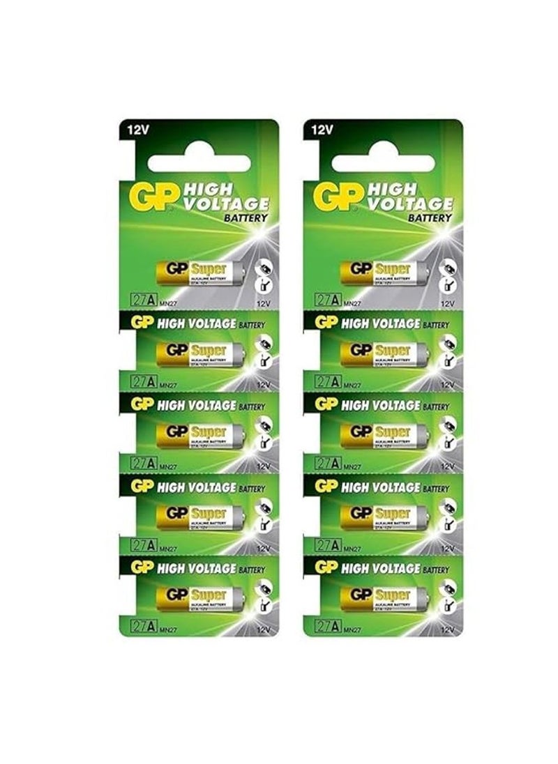 جي بي 10-Pieces GP Super 27A High Voltage 12V Alkaline Batteries  - Image 1