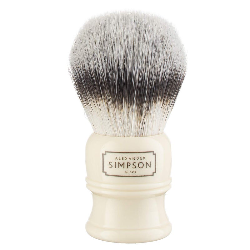 Simpson Shaving Brushes فرشاة حلاقة ألكسندر سيمبسونز ترافالغار 2 - T2 ألياف صناعية عالية الكثافة بمقبض مزيف عاجي - فرش حلاقة سيمبسون - حلاقة رطبة فاخرة رغوة سميكة وفاخرة شعيرات كثيفة وناعمة جداً - Image 5