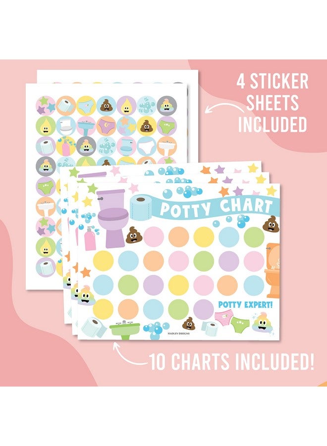 Hadley Designs Potty Training Chart for Girls with Fun Reward Stickers - 10 Potty Chart for Toddlers Girls, 8.5x11" Potty Training Sticker Chart for Toilet Success, Pastel Reward Chart for Kids - Image 3