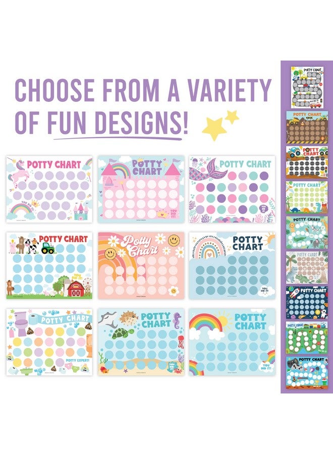 Hadley Designs Potty Training Chart for Girls with Fun Reward Stickers - 10 Potty Chart for Toddlers Girls, 8.5x11" Potty Training Sticker Chart for Toilet Success, Pastel Reward Chart for Kids - Image 2