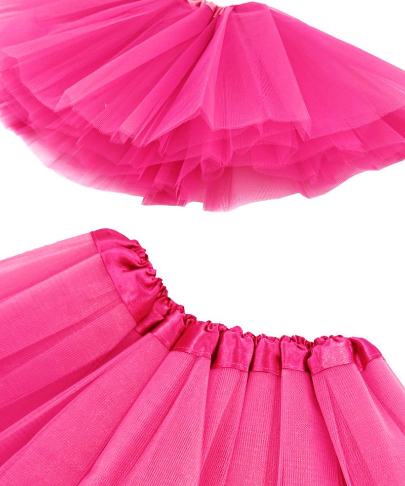 BGFKS 5 Layered Tulle Tutu Skirt for Girls with Hairbow, Ballet Dressing Up Kid Tutu Skirt Hot Pink - Image 4
