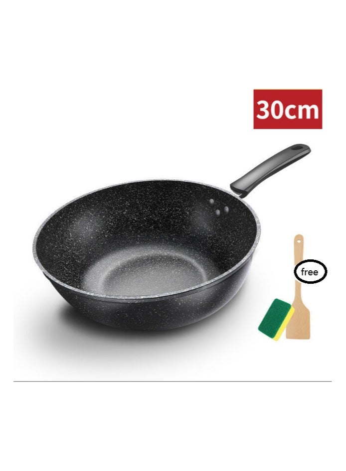 Frying pan, 30cm non-stick frying pan, no lid, household pot, suitable for induction cooker and gas stove, - Image 2