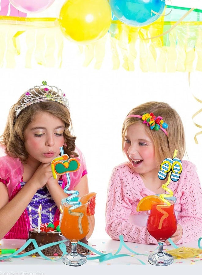 8pcs 3D كوكتيل القش - ملحقات الحزب الاستوائي للمشروبات والعصائر لون عشوائي قابل لإعادة الاستخدام - Image 3