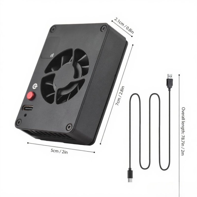 Camera External Cooling Fan: Black Aluminum Alloy, 4 Mounting Adapter Plates - Efficient Adjustable 12℃-30℃ Cooling System, 26dB Low Noise, USB-C Powered for Live Streaming Video Recording Compatible - Image 3