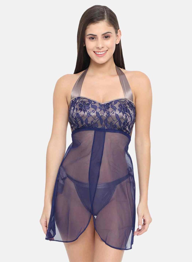 Take Two Lace Halter Neck Asymmetric Hem Babydoll By KLAMOTTEN - Image 4