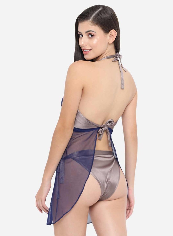 Take Two Lace Halter Neck Asymmetric Hem Babydoll By KLAMOTTEN - Image 2