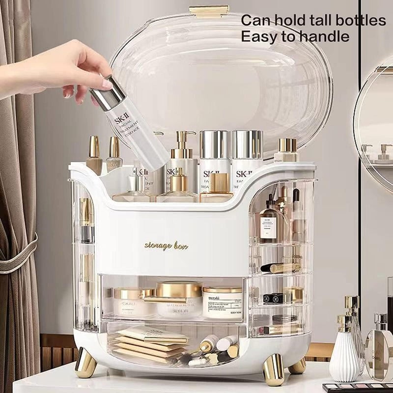 Dravizon MultiFunction Makeup Box Dustproof Cosmetic Storage BoxCosmetics Products Jewelry Organizer Case Finishing Box Bedroom Bathroom DesktopPortable Organizers - Image 2